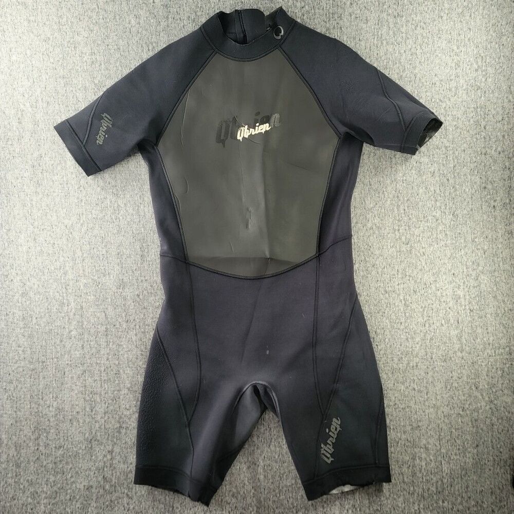 O'Brien Men's XL Shorty Wetsuit Black Neoprene Springsuit Surf Water Sports Flaw